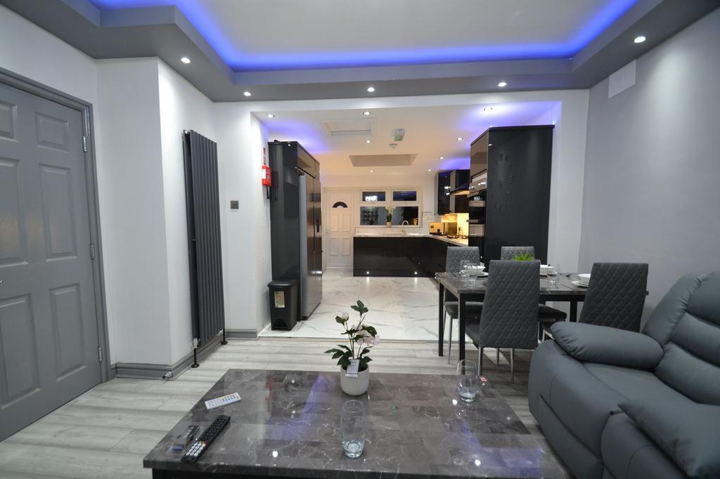 Sleek open-plan living space with a comfortable...