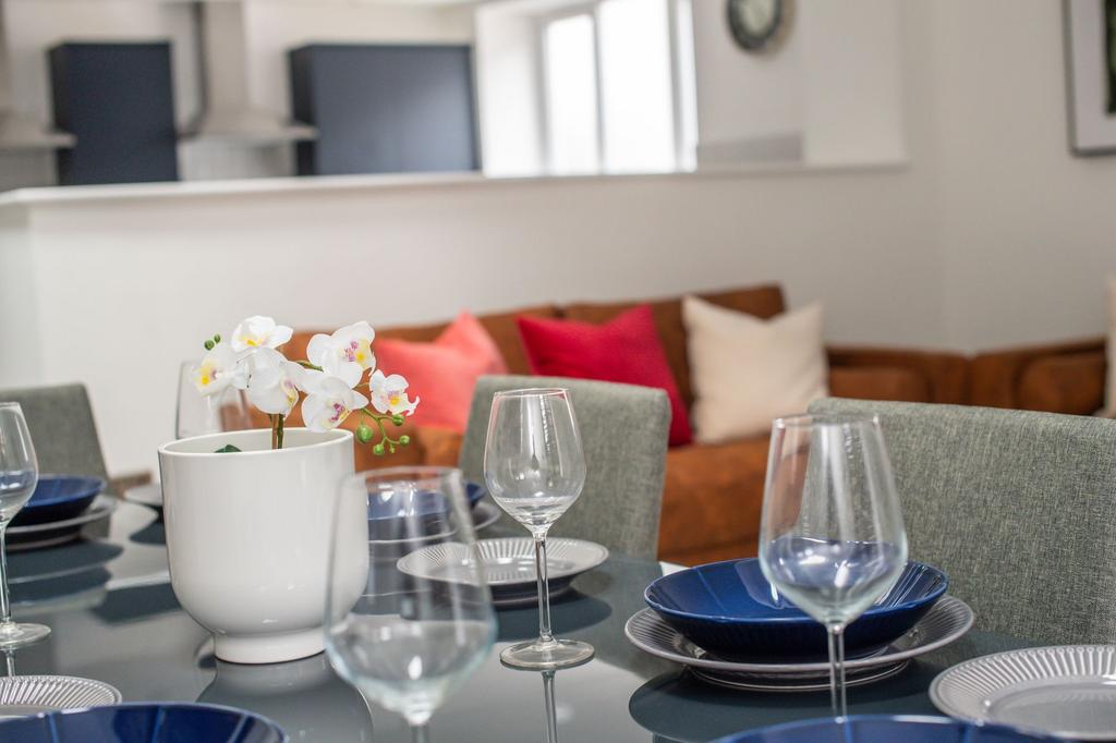 A modern and welcoming living area featuring a ...