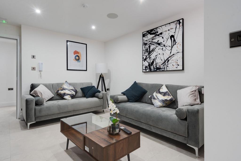 Contemporary and stylish living room featuring ...