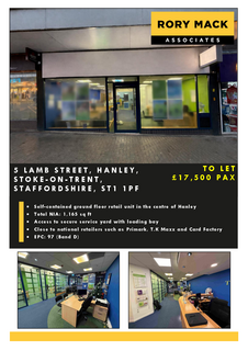 Retail property (high street) to rent, 5 Lamb St Stoke On Trent ST1 1PF