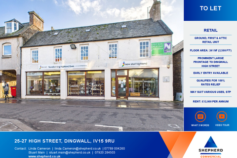 Retail property (high street) to rent, 25-27 High St Dingwall IV15 9RU