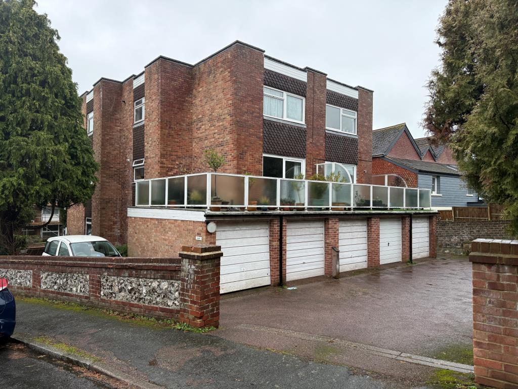 Rear view of block with garages from Arundel Road