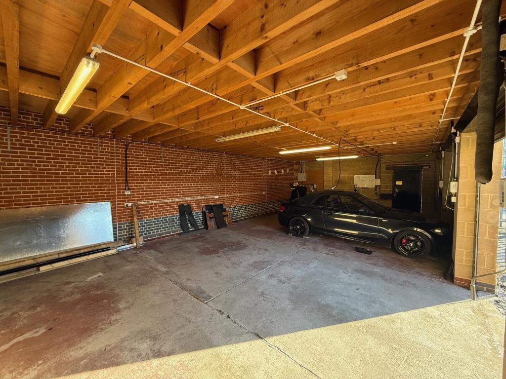 Inside the garages from front left corner