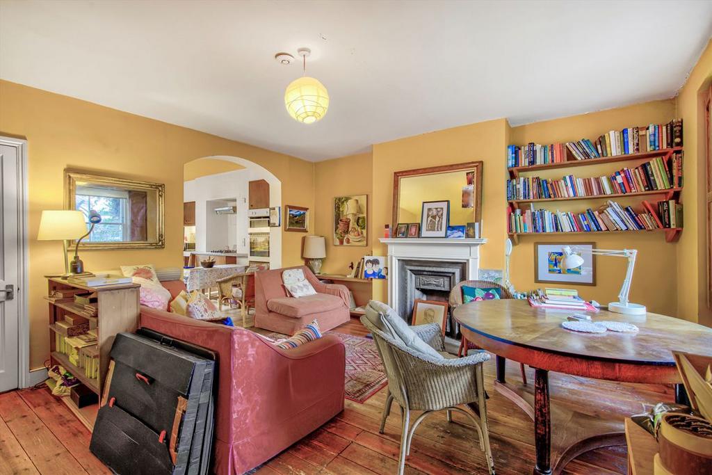 Open-plan living area, fireplace