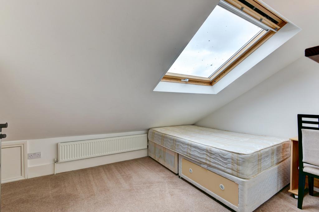 Bright attic single bedroom with a skylight win...