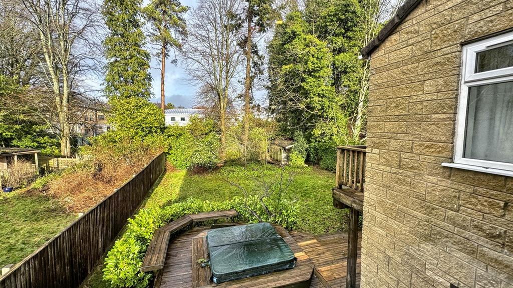 Private rear garden with lawn area, mature tree...
