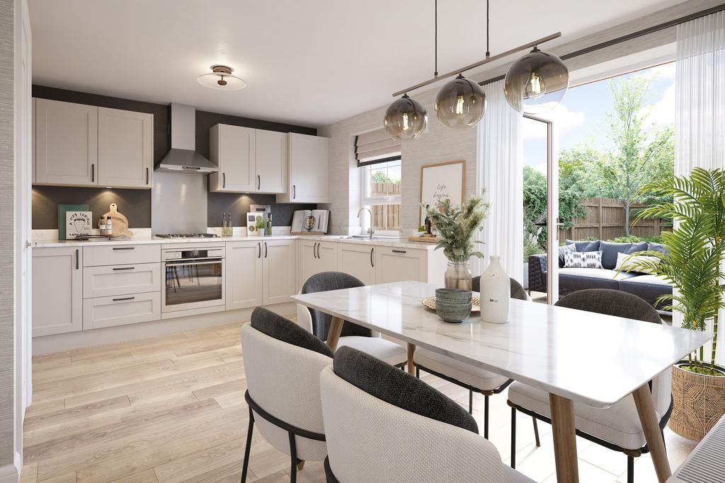 Open-plan kitchen and dining room