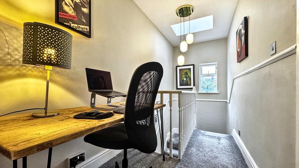 Bright, modern upstairs workspace with a large ...
