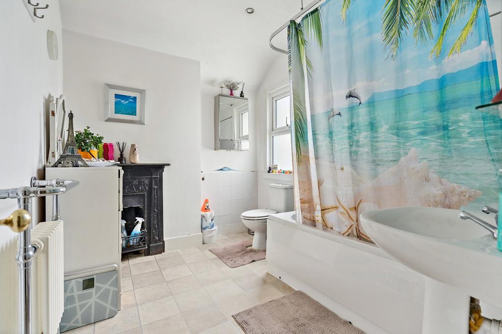 Bathroom, fireplace