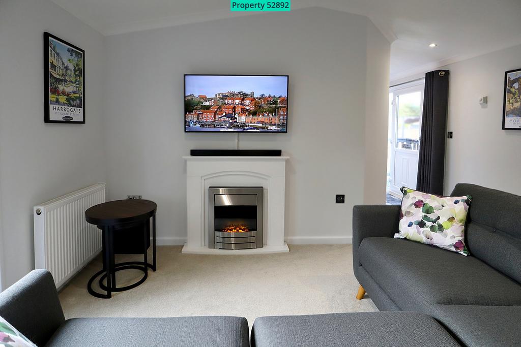 Lounge with electric fireplace