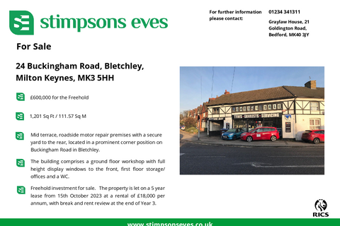 Retail property (high street) for sale, 16 Buckingham Rd Milton Keynes MK3 5HH