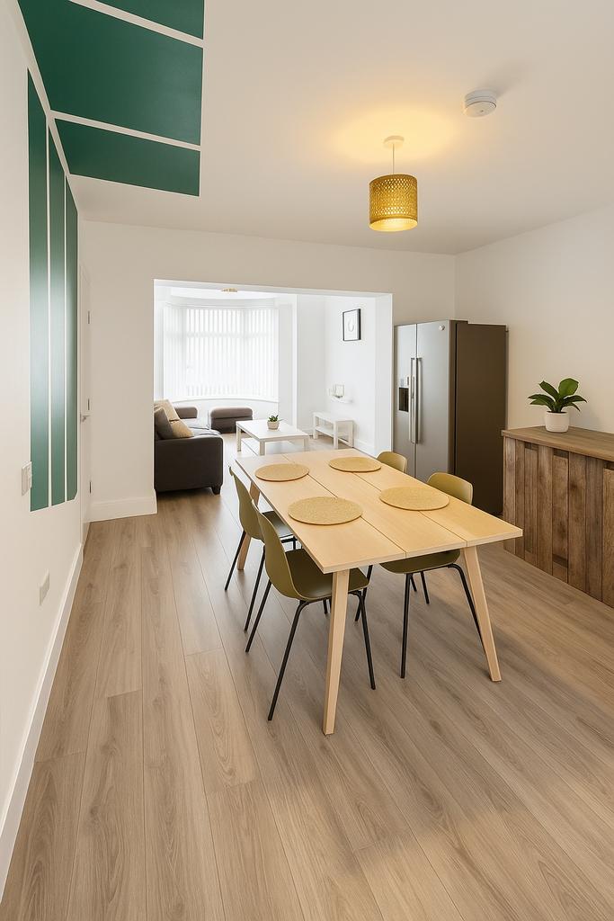 Bright, modern open-plan kitchen/dining area wi...