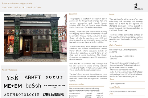 Retail property (high street) to rent, 131-141 Kings Rd London SW3 4PW