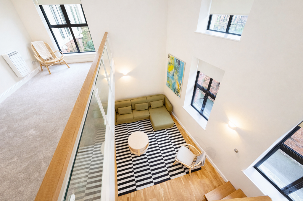 Modern mezzanine living room interior