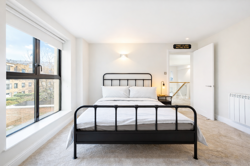 Modern bedroom with industrial touches