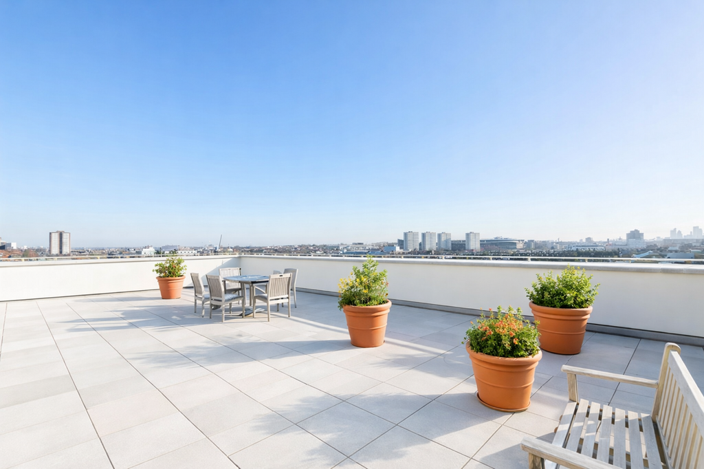 Rooftop terrace with panoramic London view