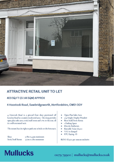 Retail property (high street) to rent, 4 Hoestock Rd Sawbridgeworth CM21 0DY