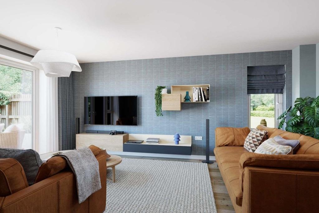 The living room is light and airy