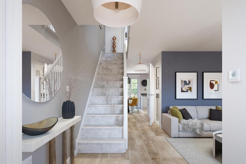 The entrance hallway opens onto the open plan...