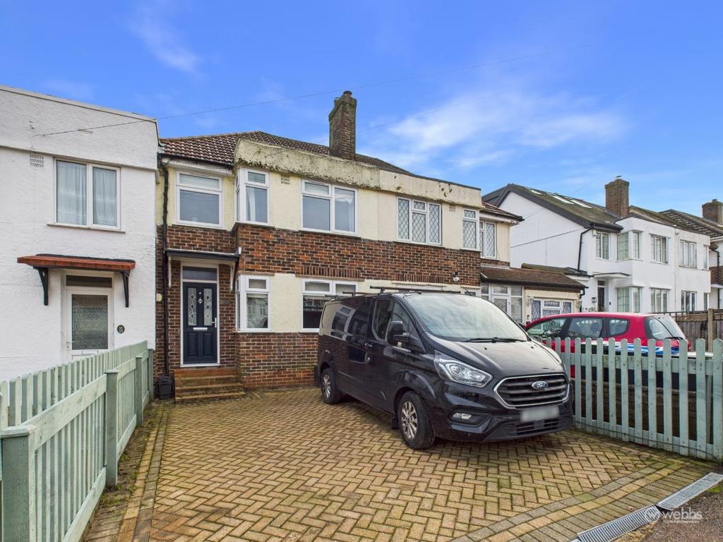 Semi-detached house exterior, driveway