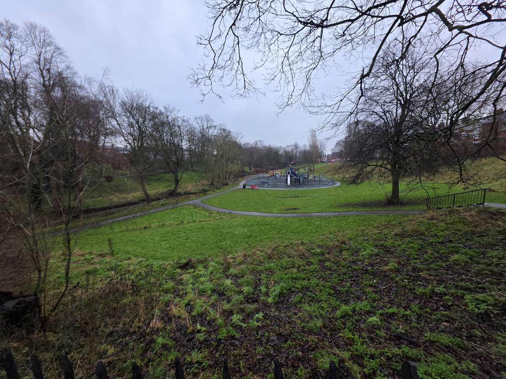 Park at the bottom of the street
