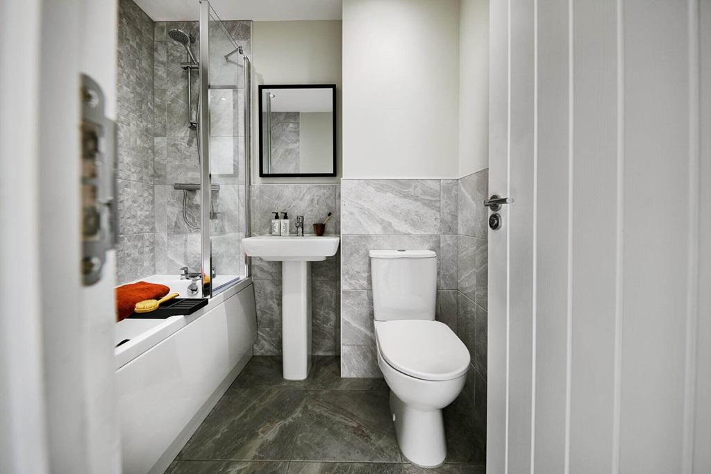 A family bathroom completes the home