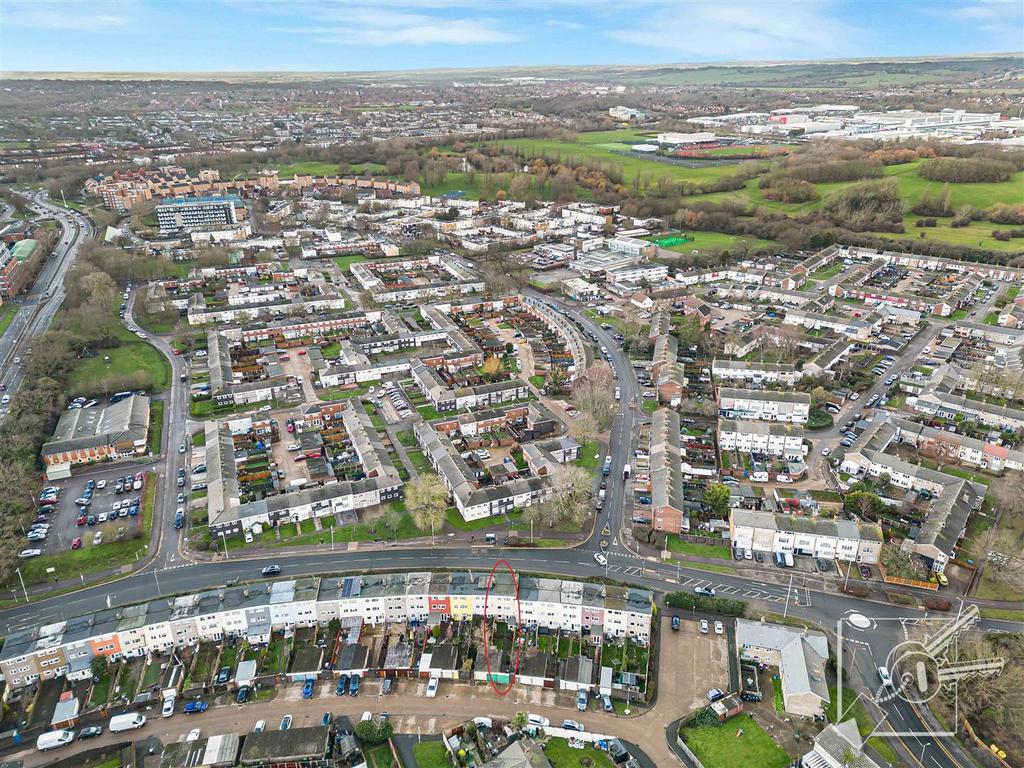 Aerial View of House across to Basildon Town Centr