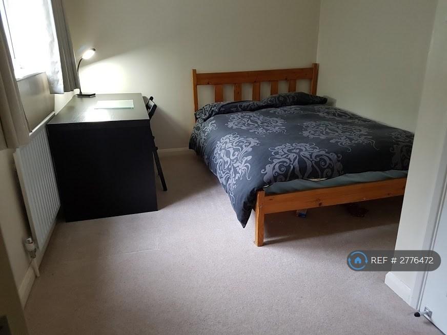 There Is a Desk And Double Wardrobe
