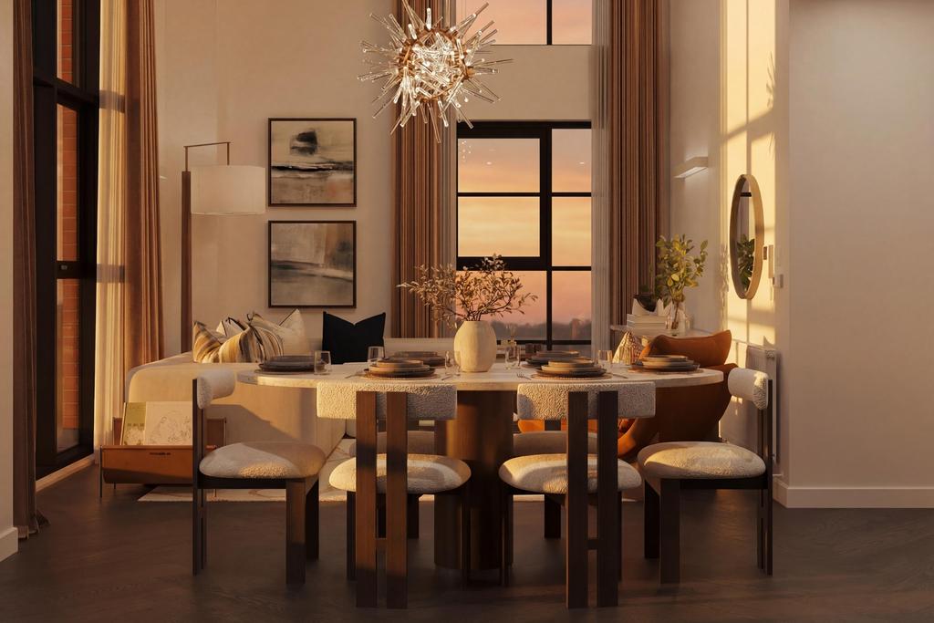 Dusk photo of lounge in the background and...