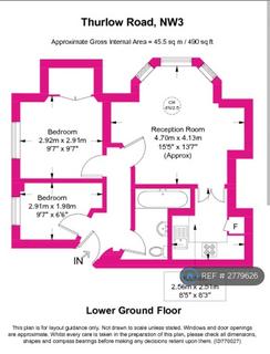 2 bedroom flat to rent, Thurlow Road, London, NW3