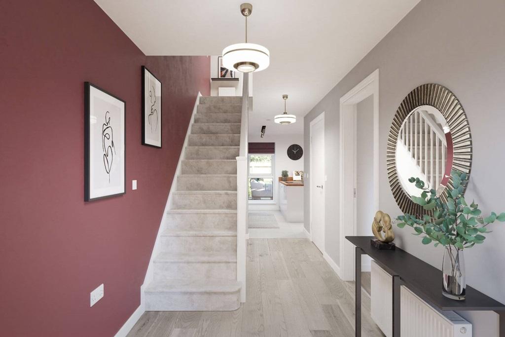 An airy hallway welcomes you home