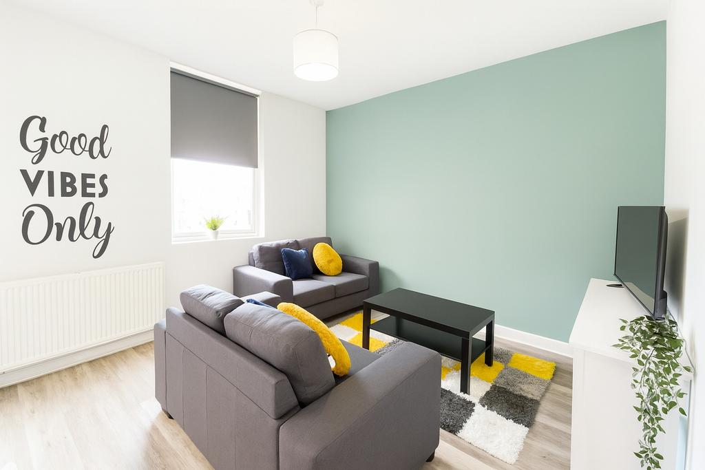 Bright and inviting living room featuring moder...