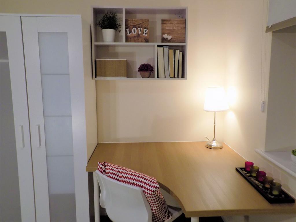 Bright, neatly arranged study nook with a spaci...