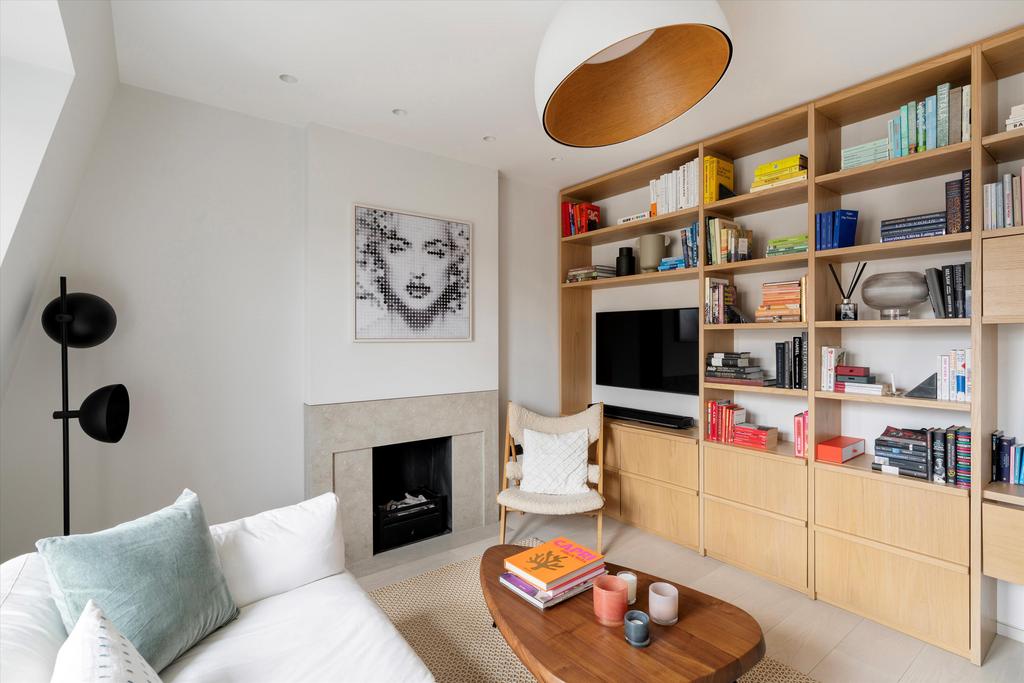 Living room, fireplace