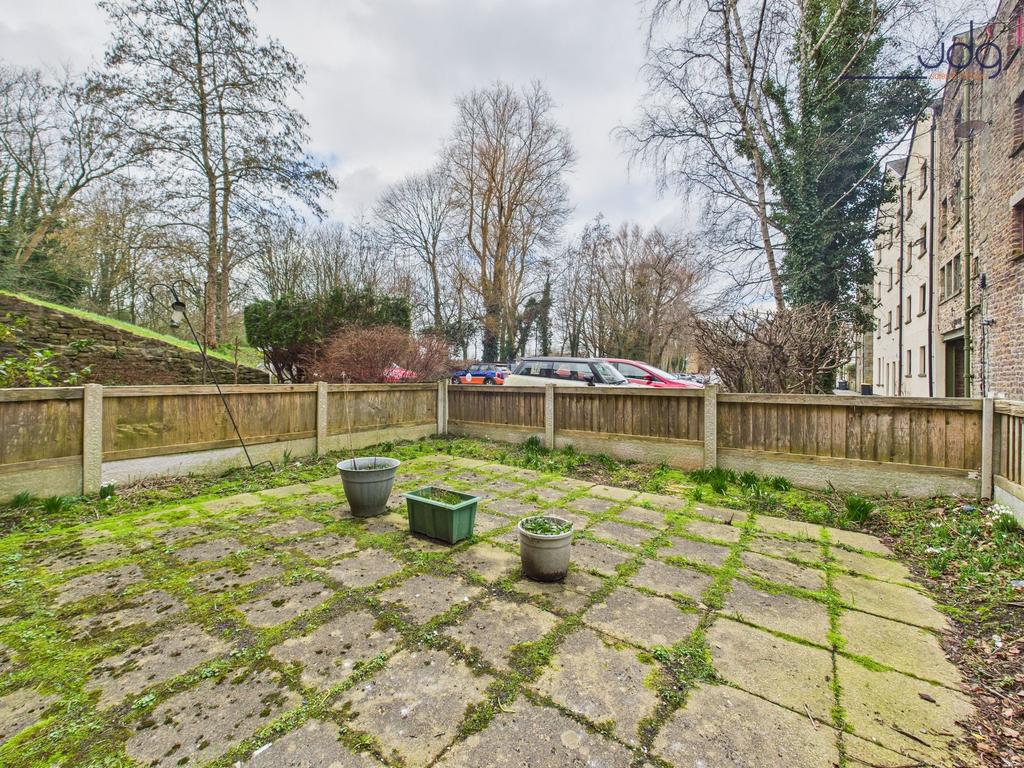 Spacious flagged, west facing garden