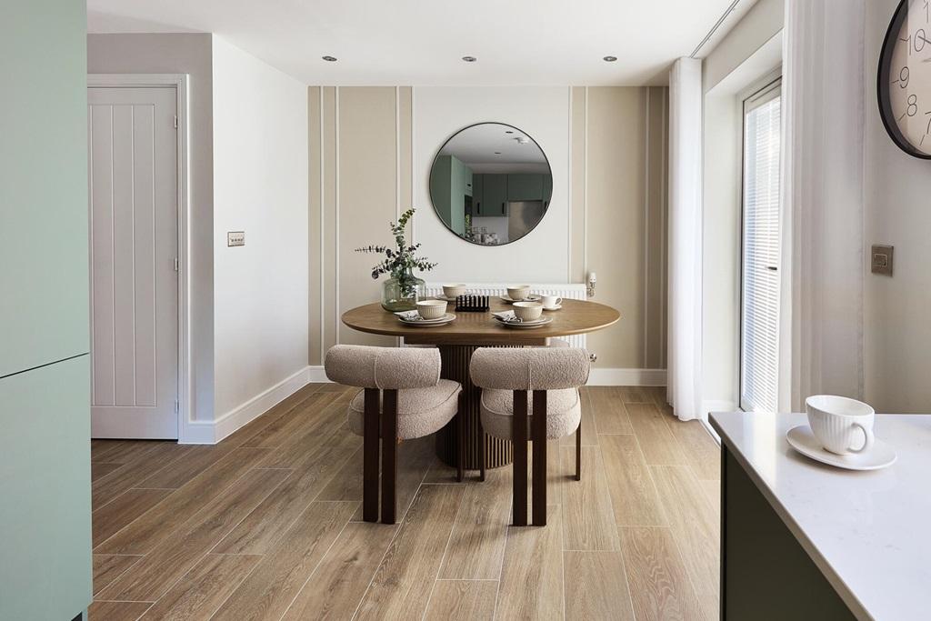 Open plan kitchen, dining