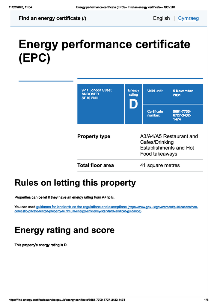 EPC Certificate Arranged