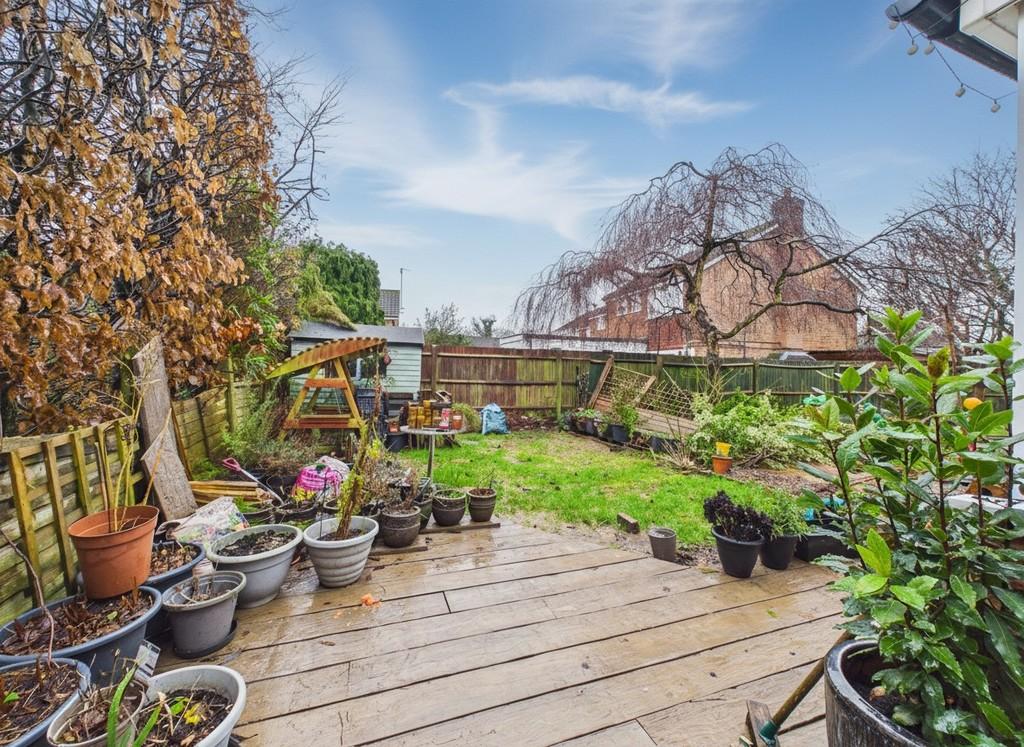 Rear garden blue sky