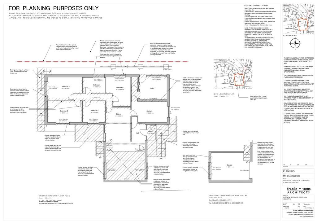 4037 23 100 Location Plan, Existing Basement and G