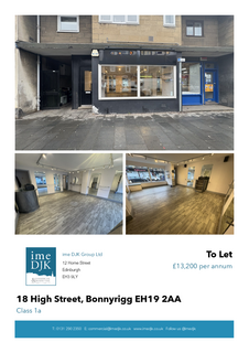 Retail property (high street) to rent, 18 High St Bonnyrigg EH19 2AA