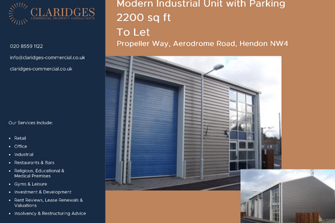 Warehouse to rent, 7 Propeller Way London NW4 4BW