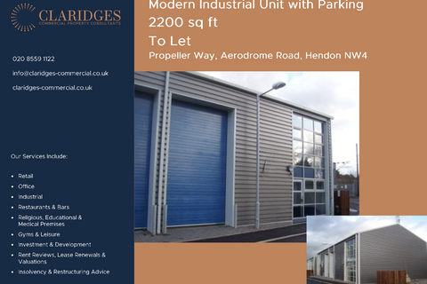 Warehouse to rent, 7 Propeller Way London NW4 4BW