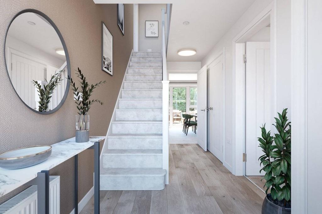 Enter into a light, airy hall