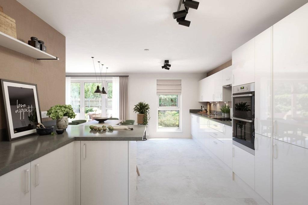 A spacious kitchen with ample storage