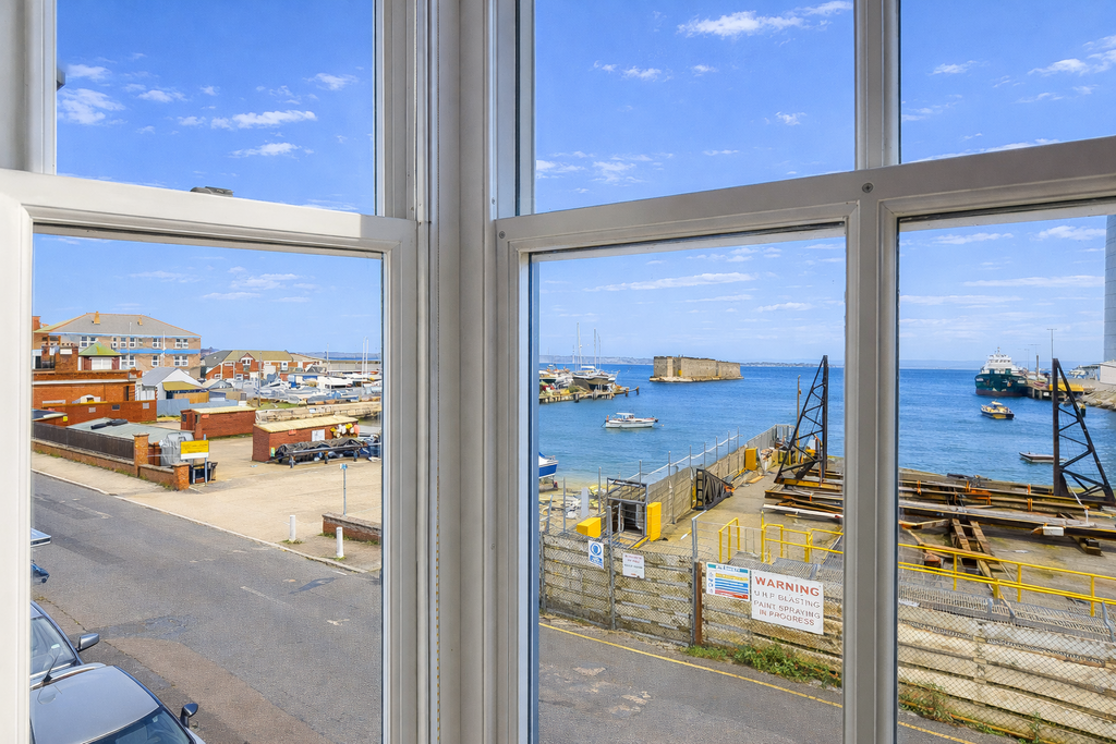 Harbour view through lounge window