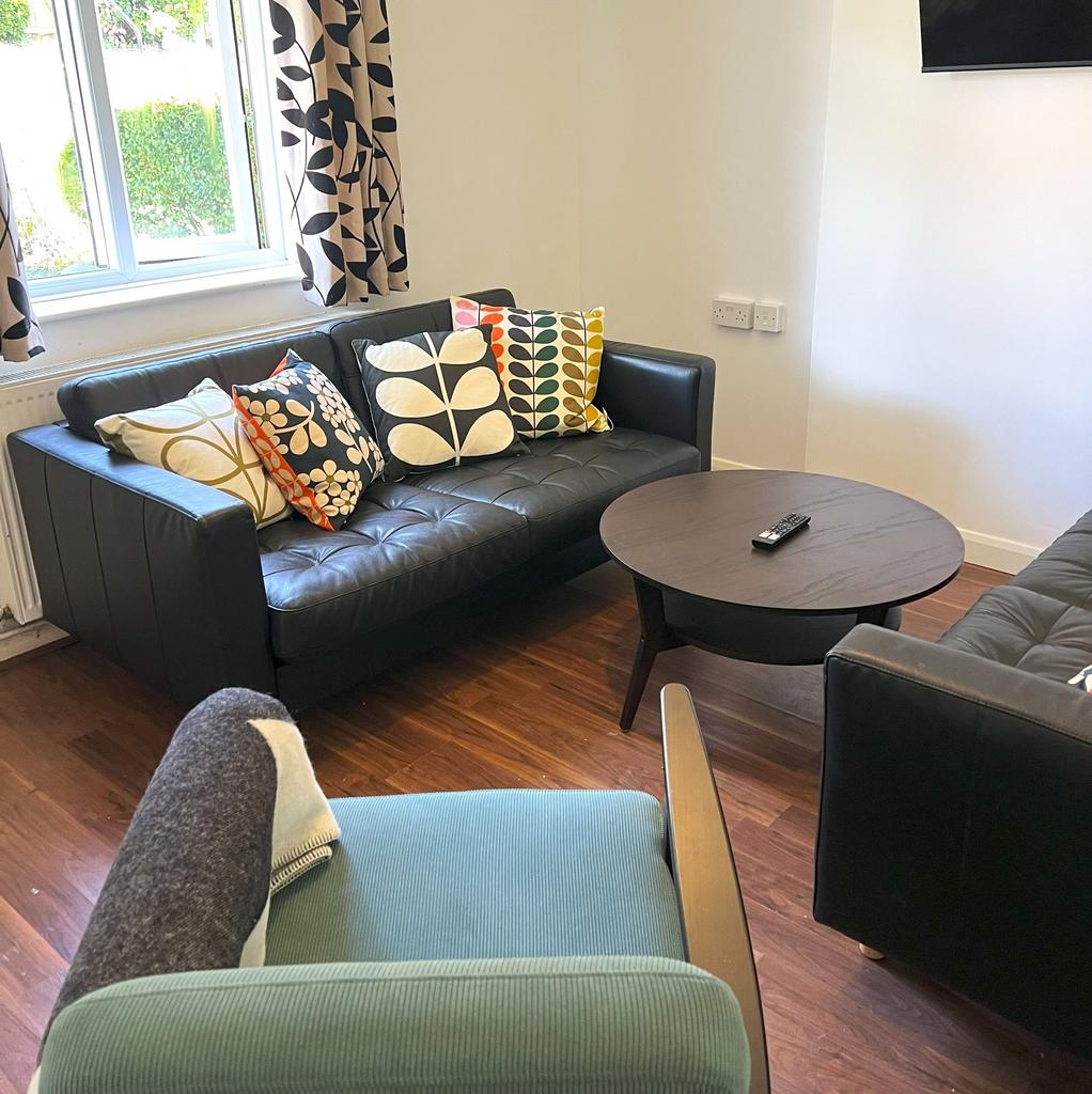 Bright, well-kept living room with contemporary...