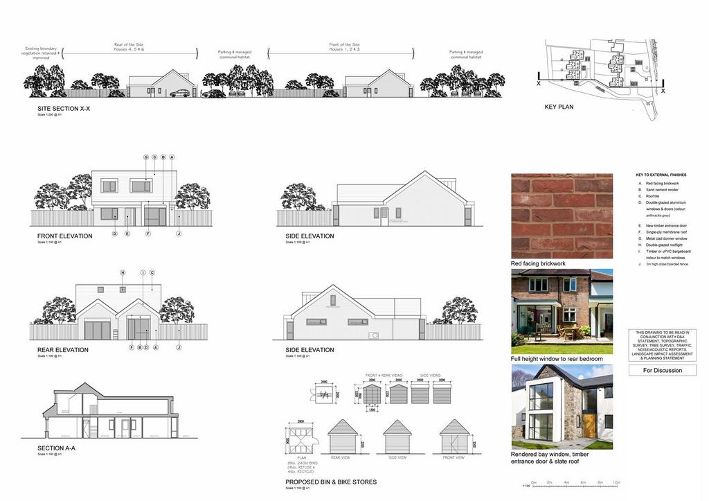 Plots 4 5 6 proposed elevations section a a bin an