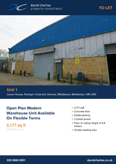 Warehouse to rent, Rosslyn Cres Harrow HA1 2RZ