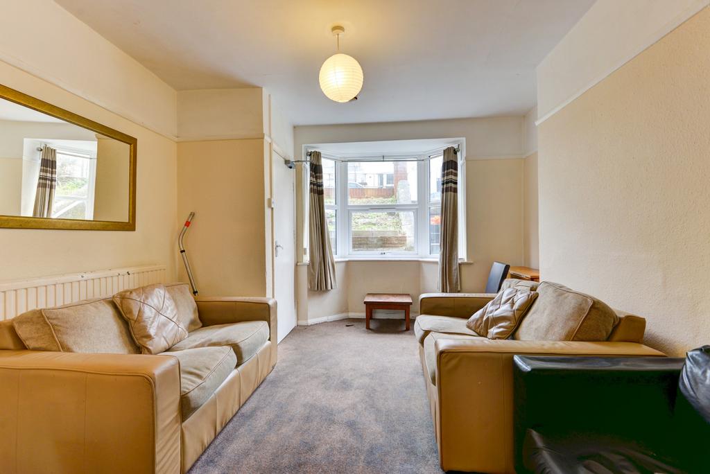 Bright, comfortable living room with two sofas ...