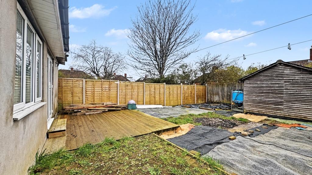Private rear garden with a timber deck, fenced ...